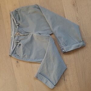 Boden Crop Pants Women's sz 10R Grey/Blue Rolled Hem Capri Pants